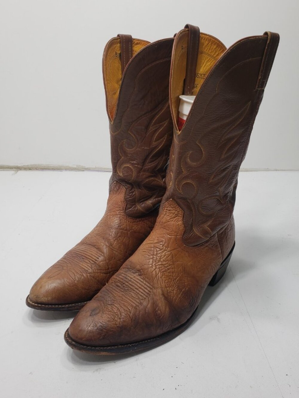 Vintage Nocona Cowboy Boots Mens 13D Brown Leather USA Western 10754171